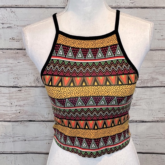 FOREVER 21 Geometric Print Y2K Style High Neck Cami-Medium - Picture 1 of 2